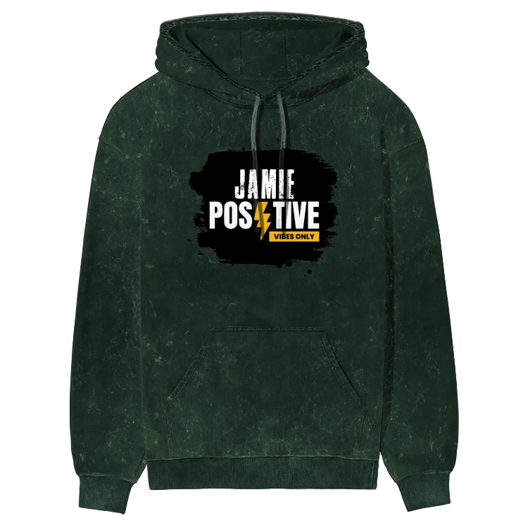 Acid Wash Hoodie | Unisex Regular Fit | 100% Super-Combed Cotton, 300 GSM | Embroidery | Pre-Shrunk, Derby Ribbed Hems & Cuffs | Grunge | Positivity - front - mockup 1