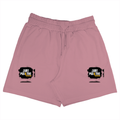 Terry Shorts | Unisex Fit | 260 GSM Terry Cotton | Embroidery | Adjustable Drawcord & Side Pockets | Adults | Grunge | Positivity | Motivation - left pocket - Flamingo - mockup 1