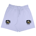 Terry Shorts | Unisex Fit | 260 GSM Terry Cotton | Embroidery | Adjustable Drawcord & Side Pockets | Adults | Grunge | Positivity | Motivation - left pocket - Lavender - mockup 1