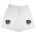 Terry Shorts | Unisex Fit | 260 GSM Terry Cotton | Embroidery | Adjustable Drawcord & Side Pockets | Adults | Grunge | Positivity | Motivation - left pocket - White - mockup 1