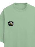 Terry Oversized Tee | Oversized Fit | 260 GSM Terry Cotton Blend | DTF Print Ready | Breathable, Durable, Soft | Unisex Adult | Grunge | Positivity - left pocket - Jade - mockup 3