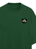 Terry Oversized Tee | Oversized Fit | 260 GSM Terry Cotton Blend | DTF Print Ready | Breathable, Durable, Soft | Unisex Adult | Grunge | Positivity - right pocket - Bottle Green - mockup 4