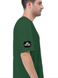 Terry Oversized Tee | Oversized Fit | 260 GSM Terry Cotton Blend | DTF Print Ready | Breathable, Durable, Soft | Unisex Adult | Grunge | Positivity - right sleeve - Bottle Green - mockup 6