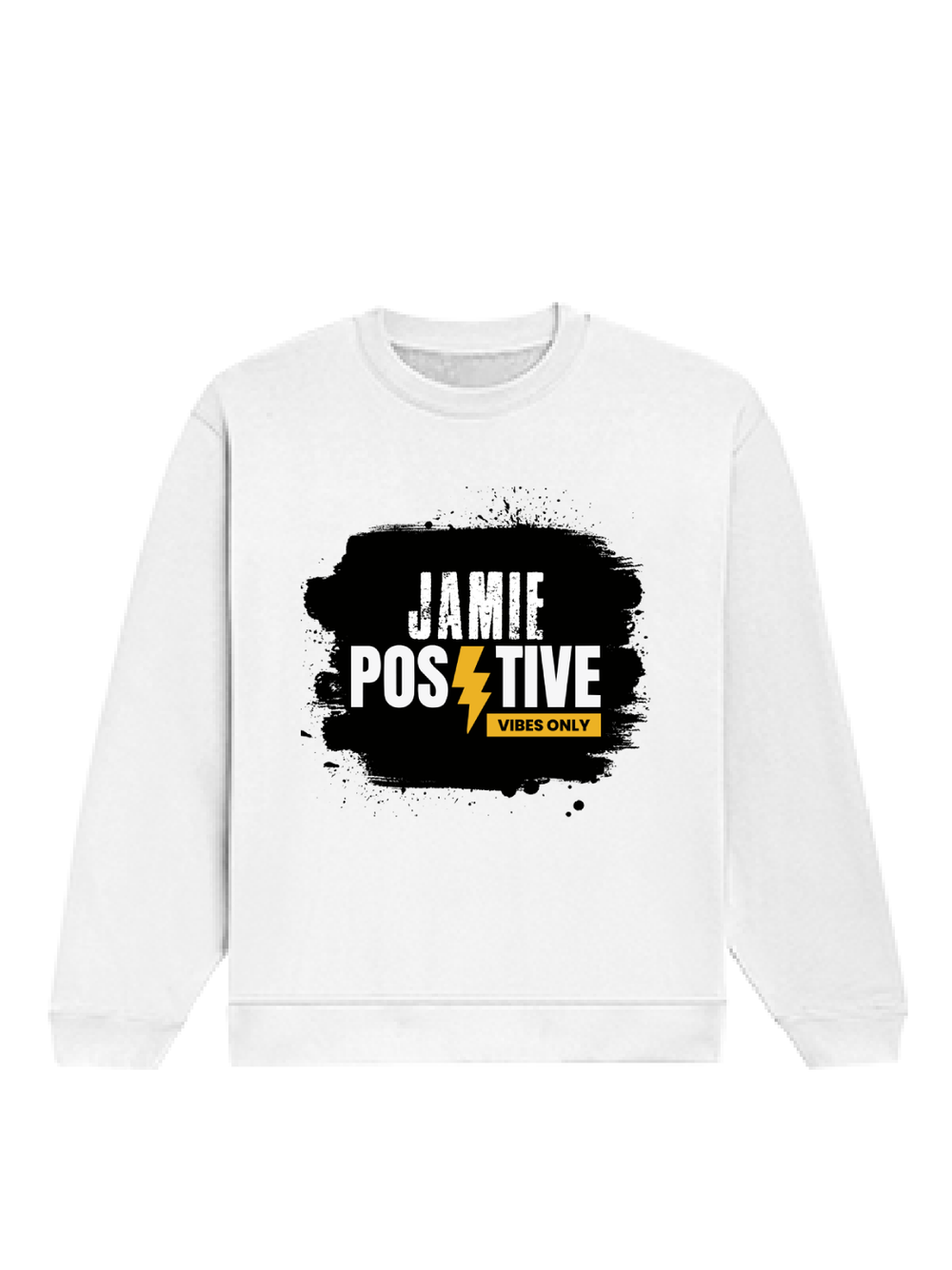 Oversized Sweatshirt | Roomy Relaxed Fit | 400 GSM Cotton Blend | Embroidery | Pre-Shrunk Drop Shoulder | Unisex Adult | Grunge | Positivity - front - White - mockup 1