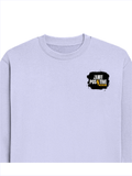 Oversized Sweatshirt | Roomy Relaxed Fit | 400 GSM Cotton Blend | Embroidery | Pre-Shrunk Drop Shoulder | Unisex Adult | Grunge | Positivity - left pocket - Lavender - mockup 3