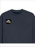 Oversized Sweatshirt | Roomy Relaxed Fit | 400 GSM Cotton Blend | Embroidery | Pre-Shrunk Drop Shoulder | Unisex Adult | Grunge | Positivity - right pocket - Navy Blue - mockup 4