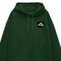 Oversized Hoodie | Relaxed Fit Drop Shoulder Unisex | 400 GSM Cotton Blend Embroidery | Pre-Shrunk Bio Washed | Adult | Grunge | Positivity - left pocket - Bottle Green - mockup 3