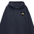 Oversized Hoodie | Relaxed Fit Drop Shoulder Unisex | 400 GSM Cotton Blend Embroidery | Pre-Shrunk Bio Washed | Adult | Grunge | Positivity - left pocket - Navy Blue - mockup 3