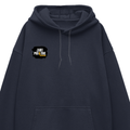 Oversized Hoodie | Relaxed Fit Drop Shoulder Unisex | 400 GSM Cotton Blend Embroidery | Pre-Shrunk Bio Washed | Adult | Grunge | Positivity - right pocket - Navy Blue - mockup 4