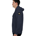 Oversized Hoodie | Relaxed Fit Drop Shoulder Unisex | 400 GSM Cotton Blend Embroidery | Pre-Shrunk Bio Washed | Adult | Grunge | Positivity - left sleeve - Navy Blue - mockup 5