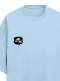 Terry Oversized Tee | Unisex Adult | 260 GSM Terry Cotton Blend | Embroidered | Ultra-Soft & Breathable | Grunge | Positivity | Motivation | Birthday - left pocket - Baby Blue - mockup 3
