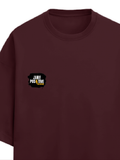 Terry Oversized Tee | Unisex Adult | 260 GSM Terry Cotton Blend | Embroidered | Ultra-Soft & Breathable | Grunge | Positivity | Motivation | Birthday - left pocket - Maroon - mockup 3