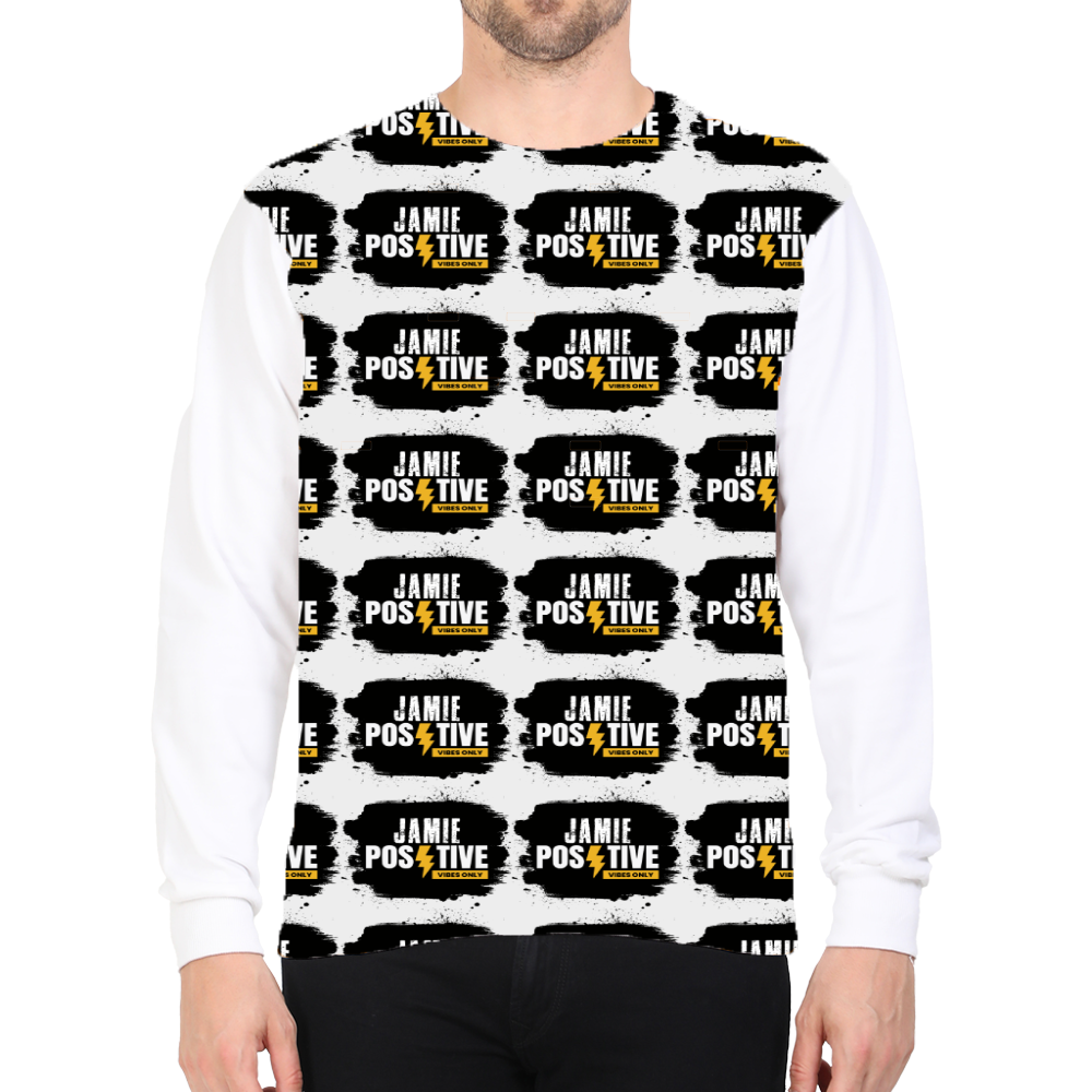 AOP Sweatshirt | Kids' Regular Fit | Polyester Fleece | Soft, Durable, Water Resistant | Unisex | Grunge | Positivity | Motivation | Birthday - front - White - mockup 1