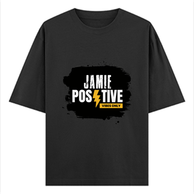 Oversized Standard T-Shirt | Unisex Oversized Fit | 180 GSM 100% Super Combed Cotton | DTF Print | Soft & Durable | Grunge | Positivity | Motivation - front - Black - mockup 1