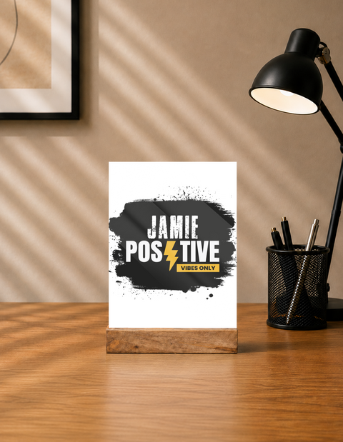 Acrylic Photo Frame | 5x7 Tabletop Display | UV Printed Acrylic & Wood Stand | Personalized Gift & Home Decor | Personalized | Bold | Positivity | Self-belief | Everyday | Motivational - front - mockup 1
