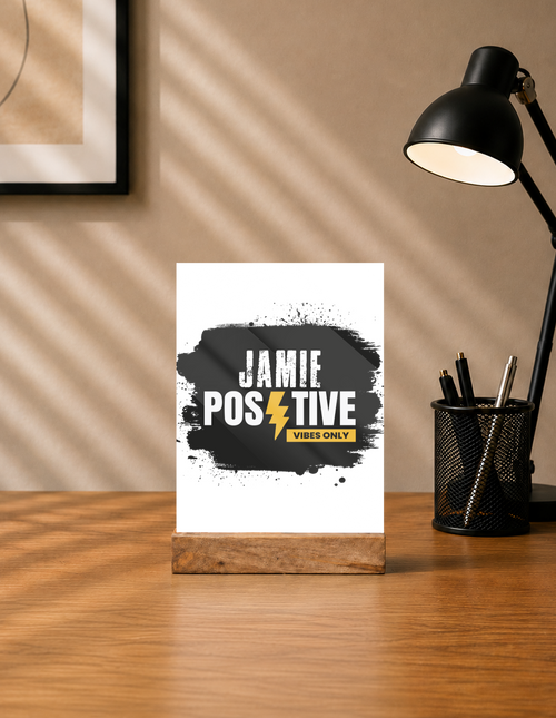 Acrylic Photo Frame | 5x7 Tabletop Display | UV Printed Acrylic & Wood Stand | Personalized Gift & Home Decor | Personalized | Bold | Positivity | Self-belief | Everyday | Motivational - front - mockup 1