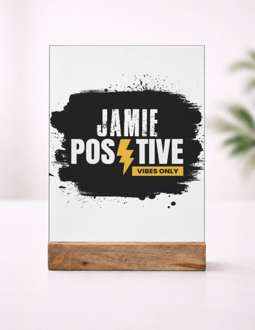 Acrylic Photo Frame | 5x7 Tabletop Display | UV Printed Acrylic & Wood Stand | Personalized Gift & Home Decor | Personalized | Bold | Positivity | Self-belief | Everyday | Motivational - front_1 - mockup 2