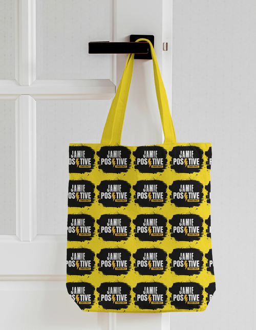 AOP Tote Bag Non-Zipper | Standard Size | Premium Canvas | Reusable & Versatile | Unisex Adults | Personalized | Embroidery | Bold | Positivity | Self-belief | Everyday | Motivational - front_2 - mockup 2