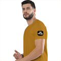 Classic Crew T-Shirt | Men's Regular Fit | 180 GSM Bio-Washed Cotton | DTG Print Ready | Double-Stitched & Ribbed Neck | Personalized | DTG | Bold | Positivity | Self-belief | Everyday | Motivational - left sleeve - Mustard Yellow - mockup 5