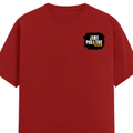 Female Classic Crew T-Shirt | Women's Regular Fit | 180 GSM Bio-Washed Cotton | Double Stitched, Pre-Shrunk | Personalized | DTG | Bold | Positivity | Self-belief | Everyday | Motivational - left pocket - Red - mockup 3