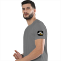 Female Classic Crew T-Shirt | Women's Regular Fit | 180 GSM Bio-Washed Cotton | Double Stitched, Pre-Shrunk | Personalized | DTG | Bold | Positivity | Self-belief | Everyday | Motivational - left sleeve - Charcoal Melange - mockup 5