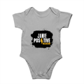 Baby Romper | 0-12 Months Regular Fit | 180 GSM Bio-Washed Cotton Blend | Double Stitched, Pre-Shrunk | Unisex | Personalized | DTF | Bold | Positivity | Self-belief | Everyday | Motivational - front - Grey Melange - mockup 1