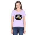 Women's Classic Crew T-Shirt | Regular Fit | 180 GSM Bio-Washed Cotton | DTF Print Ready | Double Stitched, Pre-Shrunk | Personalized | DTF | Bold | Positivity | Self-belief | Everyday | Motivational - front - Lavender - mockup 1