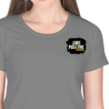 Women's Classic Crew T-Shirt | Regular Fit | 180 GSM Bio-Washed Cotton | DTF Print Ready | Double Stitched, Pre-Shrunk | Personalized | DTF | Bold | Positivity | Self-belief | Everyday | Motivational - left pocket - Charcoal Melange - mockup 3