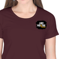 Women's Classic Crew T-Shirt | Regular Fit | 180 GSM Bio-Washed Cotton | DTF Print Ready | Double Stitched, Pre-Shrunk | Personalized | DTF | Bold | Positivity | Self-belief | Everyday | Motivational - left pocket - Maroon - mockup 3