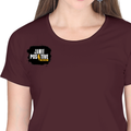 Women's Classic Crew T-Shirt | Regular Fit | 180 GSM Bio-Washed Cotton | DTF Print Ready | Double Stitched, Pre-Shrunk | Personalized | DTF | Bold | Positivity | Self-belief | Everyday | Motivational - right pocket - Maroon - mockup 4