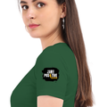 Women's Classic Crew T-Shirt | Regular Fit | 180 GSM Bio-Washed Cotton | DTF Print Ready | Double Stitched, Pre-Shrunk | Personalized | DTF | Bold | Positivity | Self-belief | Everyday | Motivational - left sleeve - Bottle Green - mockup 5