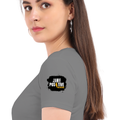 Women's Classic Crew T-Shirt | Regular Fit | 180 GSM Bio-Washed Cotton | DTF Print Ready | Double Stitched, Pre-Shrunk | Personalized | DTF | Bold | Positivity | Self-belief | Everyday | Motivational - left sleeve - Charcoal Melange - mockup 5