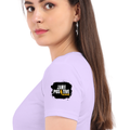 Women's Classic Crew T-Shirt | Regular Fit | 180 GSM Bio-Washed Cotton | DTF Print Ready | Double Stitched, Pre-Shrunk | Personalized | DTF | Bold | Positivity | Self-belief | Everyday | Motivational - left sleeve - Lavender - mockup 5