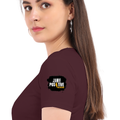 Women's Classic Crew T-Shirt | Regular Fit | 180 GSM Bio-Washed Cotton | DTF Print Ready | Double Stitched, Pre-Shrunk | Personalized | DTF | Bold | Positivity | Self-belief | Everyday | Motivational - left sleeve - Maroon - mockup 5