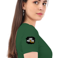 Women's Classic Crew T-Shirt | Regular Fit | 180 GSM Bio-Washed Cotton | DTF Print Ready | Double Stitched, Pre-Shrunk | Personalized | DTF | Bold | Positivity | Self-belief | Everyday | Motivational - right sleeve - Bottle Green - mockup 6