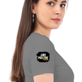 Women's Classic Crew T-Shirt | Regular Fit | 180 GSM Bio-Washed Cotton | DTF Print Ready | Double Stitched, Pre-Shrunk | Personalized | DTF | Bold | Positivity | Self-belief | Everyday | Motivational - right sleeve - Charcoal Melange - mockup 6