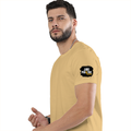 Men's Classic Crew T-Shirt | Regular Fit | 180 GSM Bio-Washed Cotton | DTF Print Ready | Pre-Shrunk, Durable | Personalized | DTF | Bold | Positivity | Self-belief | Everyday | Motivational - left sleeve - Beige - mockup 5