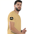Men's Classic Crew T-Shirt | Regular Fit | 180 GSM Bio-Washed Cotton | DTF Print Ready | Pre-Shrunk, Durable | Personalized | DTF | Bold | Positivity | Self-belief | Everyday | Motivational - right sleeve - Beige - mockup 6