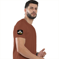 Men's Classic Crew T-Shirt | Regular Fit | 180 GSM Bio-Washed Cotton | DTF Print Ready | Pre-Shrunk, Durable | Personalized | DTF | Bold | Positivity | Self-belief | Everyday | Motivational - right sleeve - Copper - mockup 6