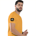 Men's Classic Crew T-Shirt | Regular Fit | 180 GSM Bio-Washed Cotton | DTF Print Ready | Pre-Shrunk, Durable | Personalized | DTF | Bold | Positivity | Self-belief | Everyday | Motivational - right sleeve - Golden Yellow - mockup 6