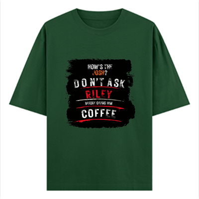 Oversized Classic T-Shirt | Unisex Oversized Fit | 100% Super-Combed Cotton | Pre-Shrunk & Ribbed Neck | Adults | Personalized | DTG | Grunge | Coffee | Pop Culture (Bollywood) | Everyday | Playful | Uri: The Surgical Strike - front - Bottle Green - mockup 1