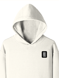 Pullover Hoodie | Unisex Regular Fit | Tri-Layer Cotton Blend | DTG Print Ready | Adults | Personalized | DTG | Typographic | Companionship | Good Experiences | Everyday | Positive - left pocket - Off White - mockup 3