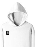 Pullover Hoodie | Unisex Regular Fit | Tri-Layer Cotton Blend | DTG Print Ready | Adults | Personalized | DTG | Typographic | Companionship | Good Experiences | Everyday | Positive - right pocket - White - mockup 4
