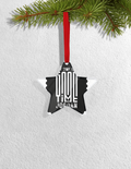Christmas Ornaments | 3x3-inch | Acrylic UV Printed | Lightweight, Waterproof, Fade-Proof, Satin Ribbon | Unisex Adult | Personalized | Typographic | Companionship | Good Experiences | Everyday | Positive - front_Star - Star - mockup 2