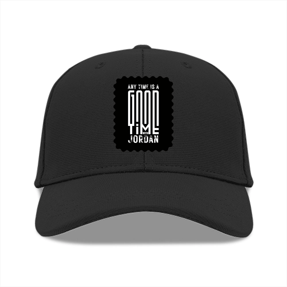 Baseball Ottoman Cap | Universal Fit, Adjustable | Ottoman Fabric, DTG | Structured, Lightweight, Breathable | Unisex | Personalized | DTG | Typographic | Companionship | Good Experiences | Everyday | Positive - front - Black - mockup 1