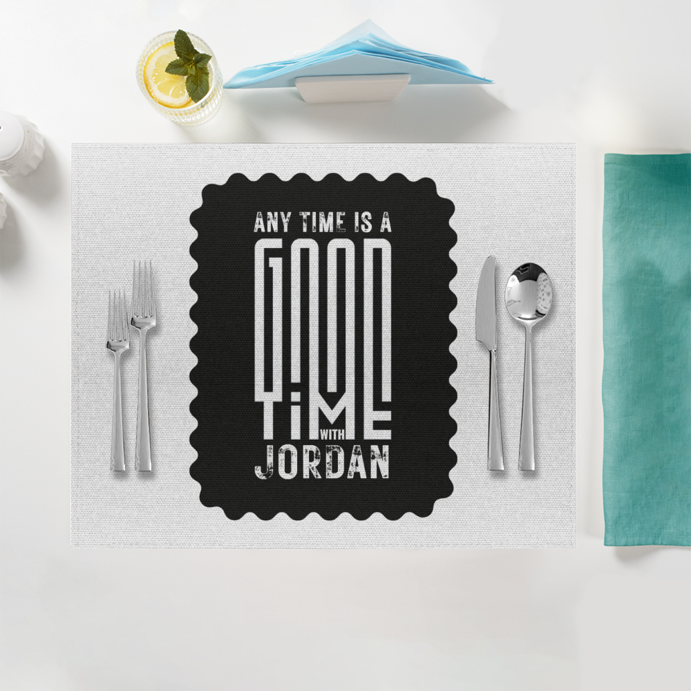 Placemat | Home & Event Dining | 100% Polyester | Durable, Fade-Proof, Soft | Unisex | Personalized | Typographic | Companionship | Good Experiences | Everyday | Positive - front - White - mockup 1