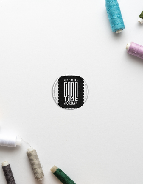 Embroidery Patches | Versatile Iron-On | Premium Madeira Threads | Durable & Expressive | Unisex | Personalized | DTG | Embroidery | Typographic | Companionship | Good Experiences | Everyday | Positive - front_Circle - Circle - White - mockup 1