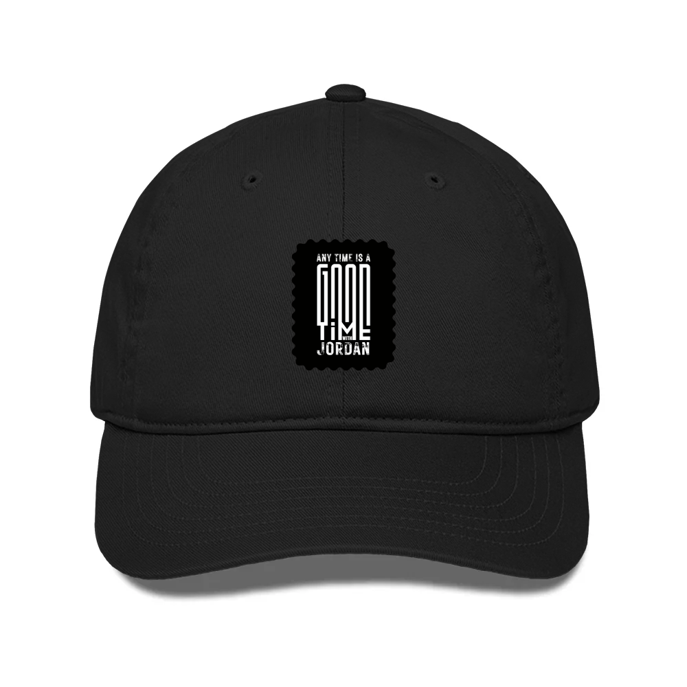 Classic Baseball Cap | Universal Fit | 280 GSM Drill Cotton | DTG Print | Sun Protection | Unisex Adults | Personalized | DTG | Typographic | Companionship | Good Experiences | Everyday | Positive - front - Black - mockup 1