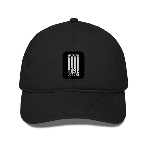 Classic Baseball Cap | Universal Fit | 280 GSM Drill Cotton | DTG Print | Sun Protection | Unisex Adults | Personalized | DTG | Typographic | Companionship | Good Experiences | Everyday | Positive - front - Black - mockup 1