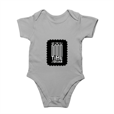Baby Romper | 0-12 Months Regular Fit | 180 GSM Bio-Washed Cotton Blend | Double Stitched, Pre-Shrunk | Unisex | Personalized | DTF | Typographic | Companionship | Good Experiences | Everyday | Positive - front - Grey Melange - mockup 1